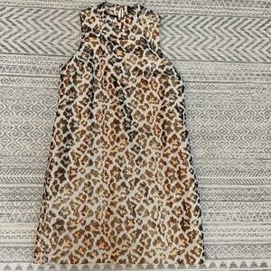VENUS Women’s smock neck shimmer leopard dress